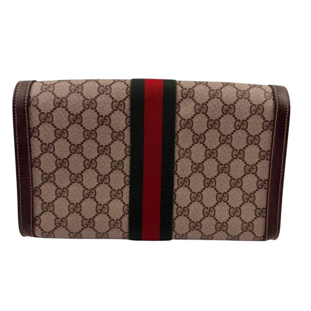 GUCCI Vintage GG Canvas Web Sherry Line Handbag Beige Red - Picture 3 of 13